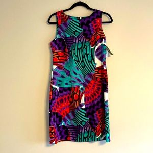 NWT Abstract butterfly form fitting stretchy dress
